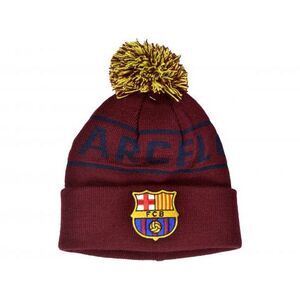 Barcelona FC Unisex Adult Text Knitted Bobble Beanie / Navy/Burgundy